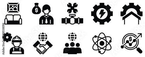 Education Topic Icon Set Comprehensive Solid Style Collection for Learning and Knowledge