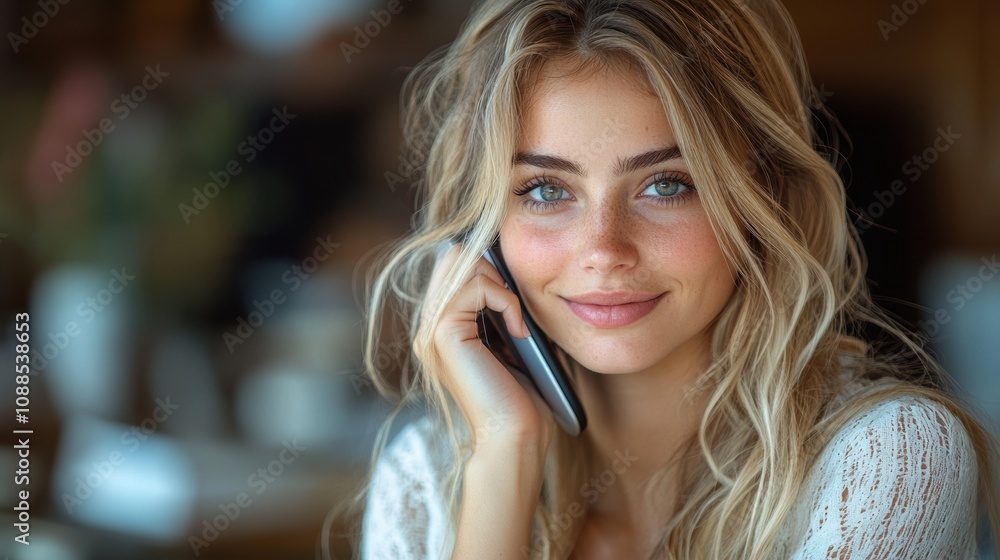 Business woman holding cup of coffee and talking on phone Business woman holding cup of coffee and talking on phone
