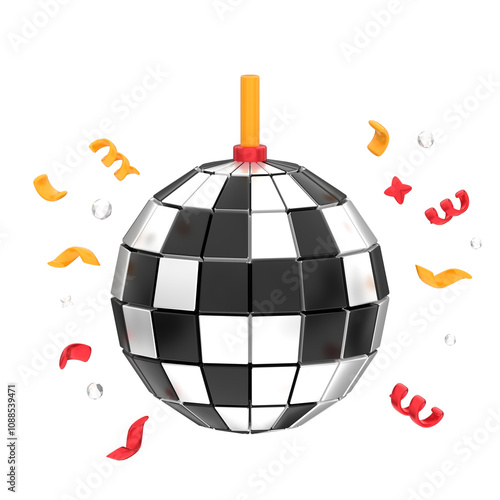 Disco ball lamp 3d icon