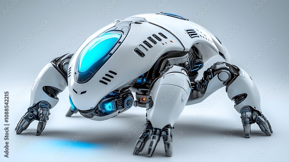 Futuristic robotic insect like crawler with mechanical exoskeleton claws and bionic design elements This unique Futuristic robotic insect like crawler with mechanical exoskeleton claws and bionic design elements This unique