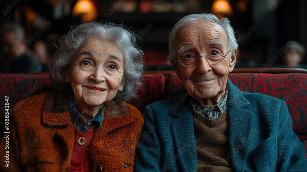 Elderly couple sharing a warm moment in a cozy cafe on a pleasant afternoon. Generative AI Elderly couple sharing a warm moment in a cozy cafe on a pleasant afternoon. Generative AI