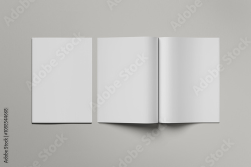 Realistic Magazine Mockups on white 3D rendering

