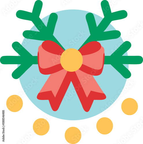 Sun-kissed vector illustration of a red and yellow Christmas flower icon, a vibrant symbol of winter cheer and festive design