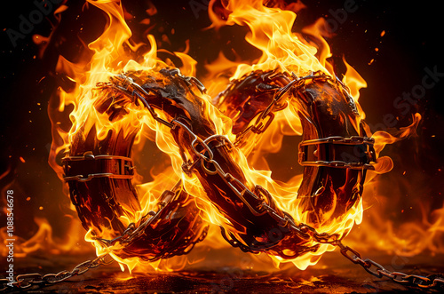 Infinity sign burning in fire photo