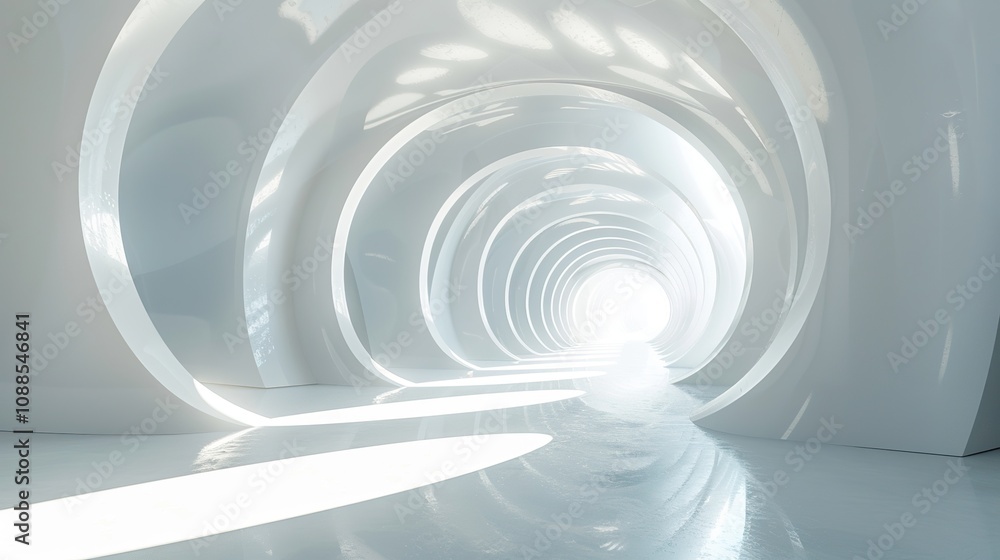 Abstract 3D Space: Minimalist Light Tunnel Design, perfect for technological and futuristic backgrounds, websites, presentations, and digital art projects.