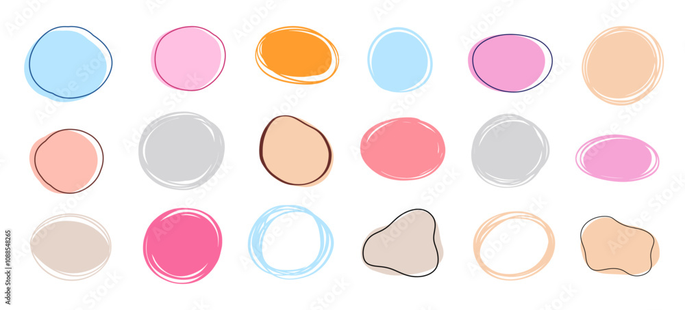 Hand drawn Circles, Ellipses Ovals Highlights Set Hand drawn Circles, Ellipses Ovals Highlights Set