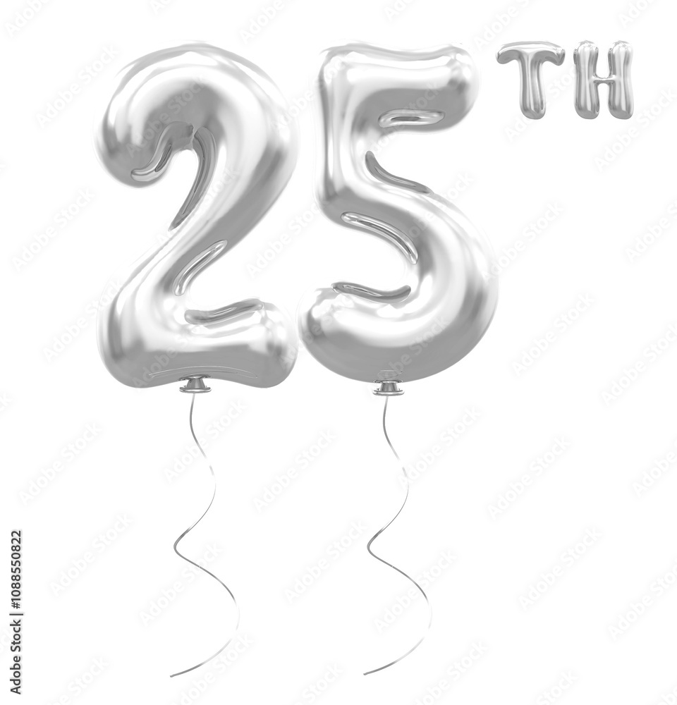 25th Anniversary Balloon Silver Number 25th Anniversary Balloon Silver Number