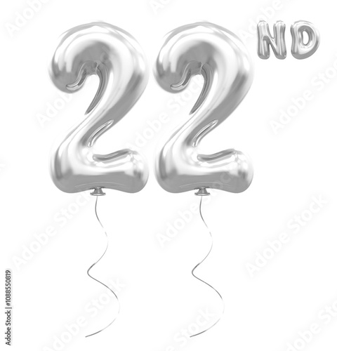 22nd Anniversary Balloon Silver Number photo