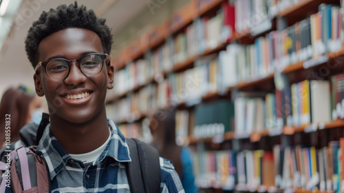 Smiling student proudly showcasing a educational tool they just acquired.