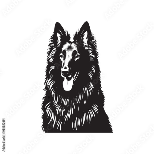 Belgian Laekenois Dog Silhouette - Minimalist Dog Vector - Illustration of Belgian laekenois.