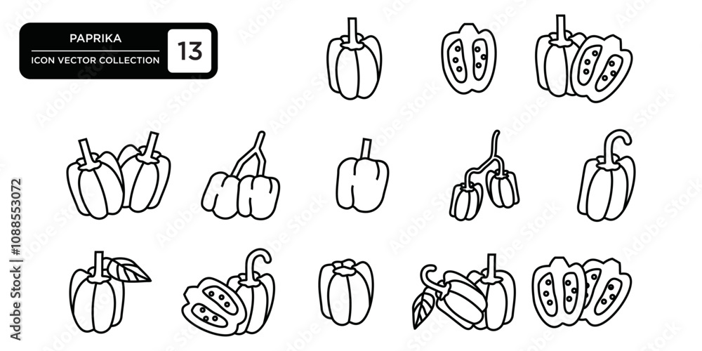 Bell pepper icon collection, editable and resizable vector icon templates Bell pepper icon collection, editable and resizable vector icon templates