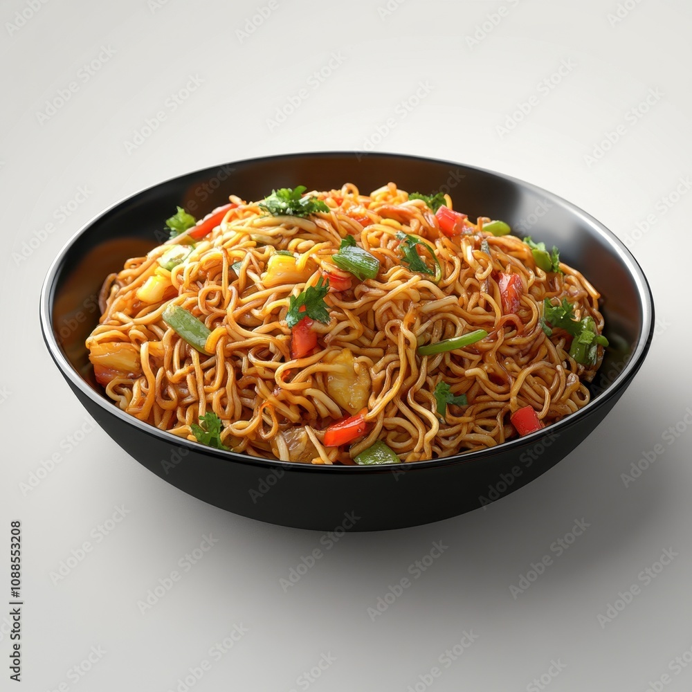 Delectable Spicy Noodle Dish with Vibrant Vegetables Delectable Spicy Noodle Dish with Vibrant Vegetables