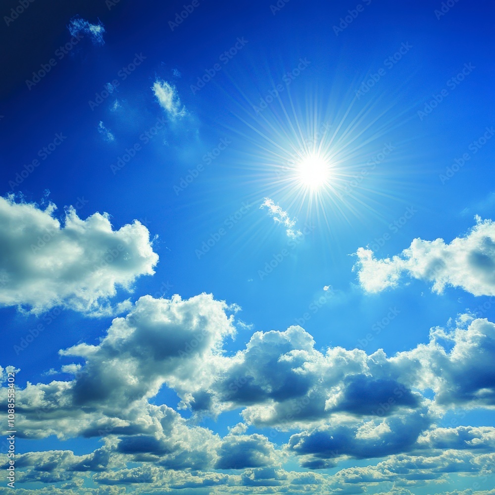 Stunning Blue Sky with Fluffy Clouds Stunning Blue Sky with Fluffy Clouds
