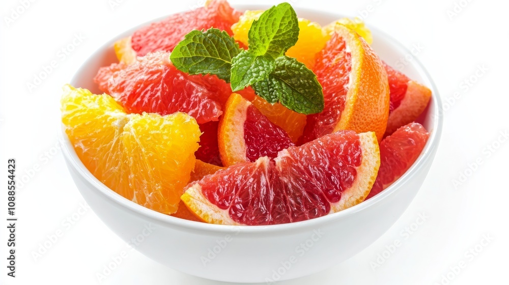 A refreshing bowl of citrus salad with grapefruit, orange, and blood orange segments A refreshing bowl of citrus salad with grapefruit, orange, and blood orange segments