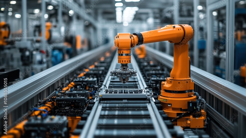 Innovative smart factory with automation, robotics, and digital technology integration Innovative smart factory with automation, robotics, and digital technology integration