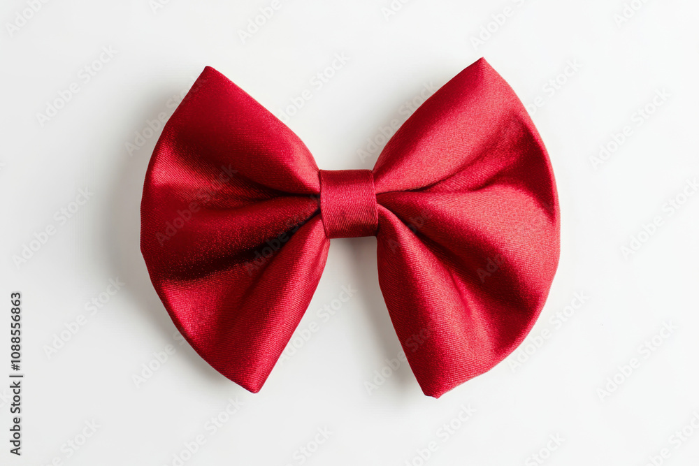 Red bow on a white background. The bright red satin bow is neatly tied. An idea for celebrations or special occasions, a decoration for a gift. Red bow on a white background. The bright red satin bow is neatly tied. An idea for celebrations or special occasions, a decoration for a gift.