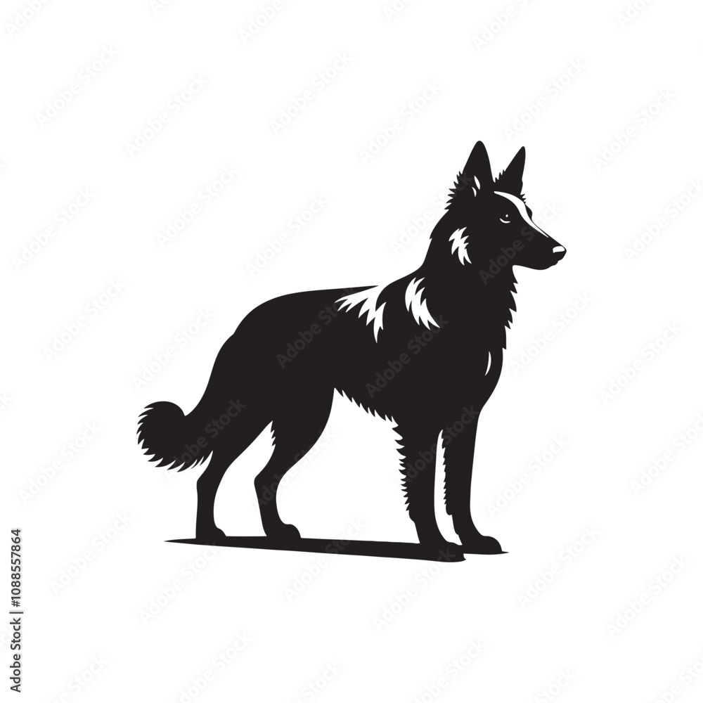 Silhouette Of Belgian Malinois - Minimalist Belgian Malinois Vector - Dog Illustration. Silhouette Of Belgian Malinois - Minimalist Belgian Malinois Vector - Dog Illustration.