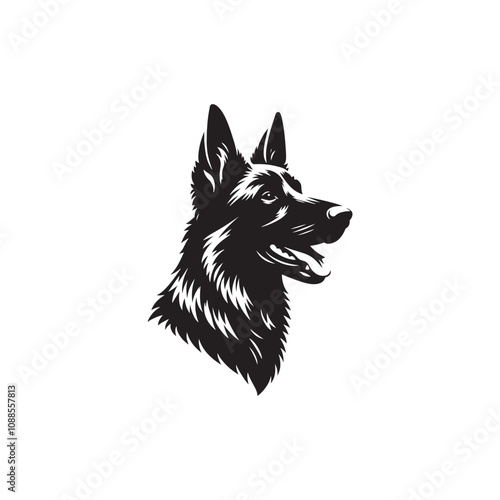 Silhouette Of Belgian Malinois - Minimalist Belgian Malinois Vector - Dog Illustration.