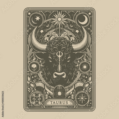 taurus tarot tattoo in gothic tones