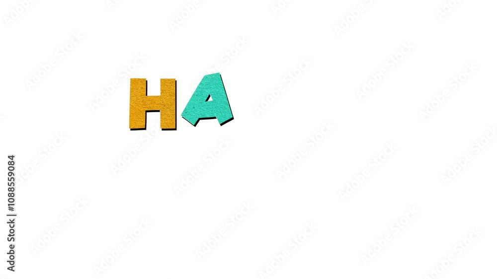 Happy birthday. Paper cut letters, inscription. Animation. Happy birthday. Paper cut letters, inscription. Animation.