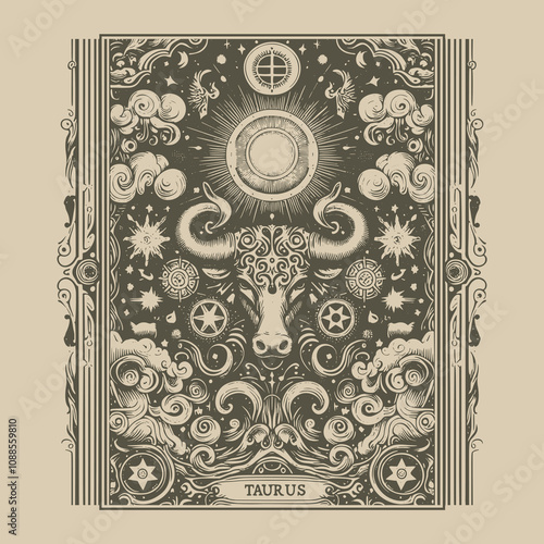 unique taurus zodiak ouija tattoo design