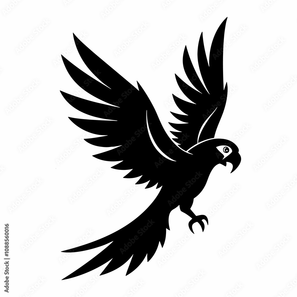 Obraz premium A Flying Parrot Vector Silhouette image for illuastration.