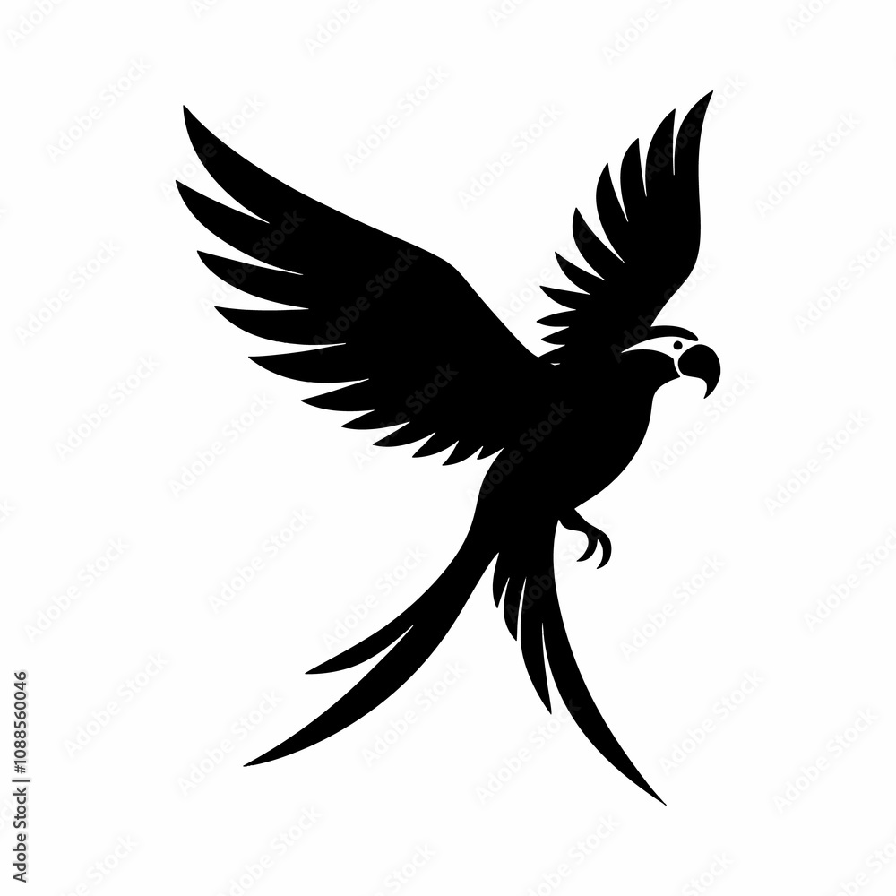 Fototapeta premium A Flying Parrot Vector Silhouette image for illuastration.
