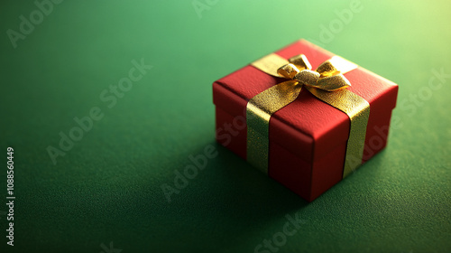 A lone Christmas gift on a bright green background