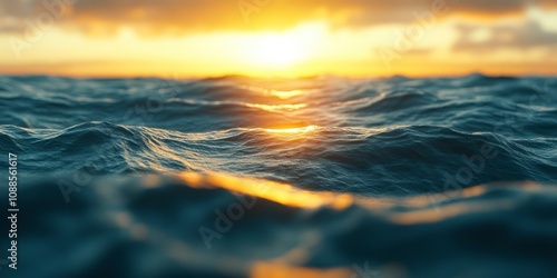 Golden Sunrise over the Ocean Waves