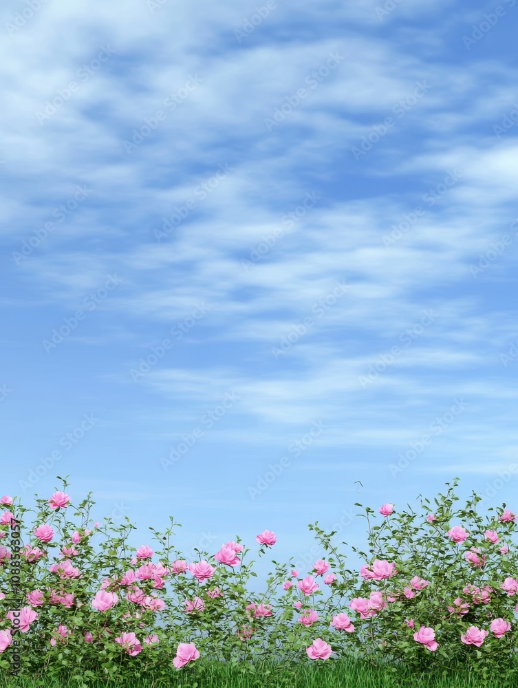 Obraz premium Pink Roses Against a Cloudy Sky
