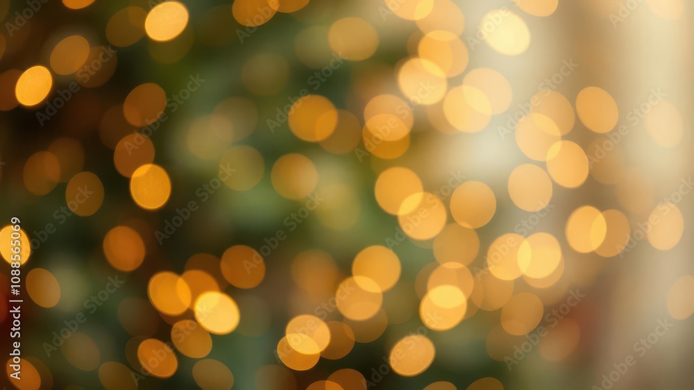 Fototapeta premium Abstract Christmas background with golden light spots and blurred bokeh effect, festive