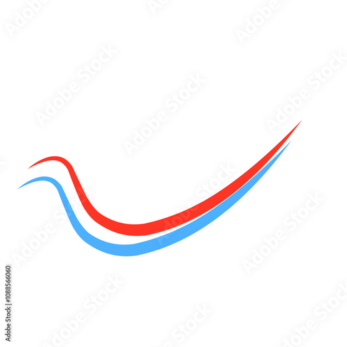 Red And Blue Curve Graceful Line