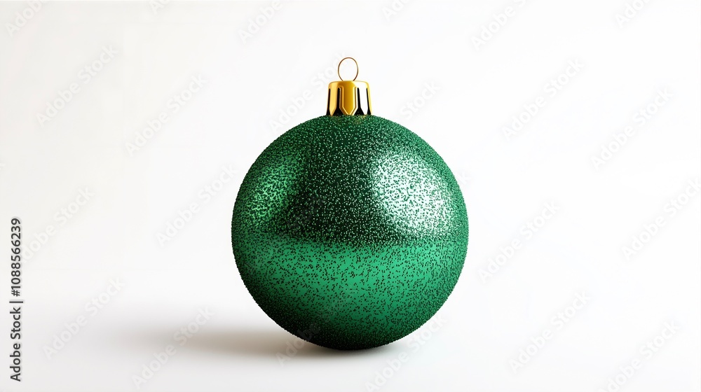 green christmas ball with sparkles isolated on white background green christmas ball with sparkles isolated on white background