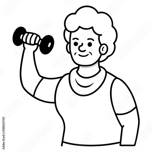  strong grandmother lifts dumbbell wishing