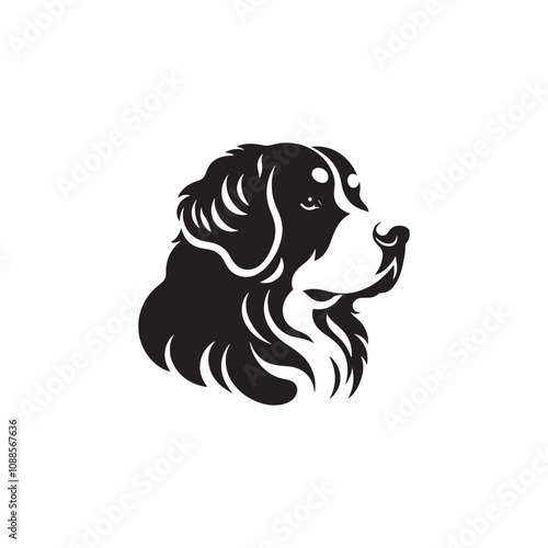 Bernese Mountain Dog Vector - Minimalist Bernese Mountain Dog Silhouette - Illustration of Bernese Mountain Dog.