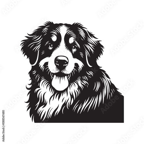 Bernese Mountain Dog Vector - Minimalist Bernese Mountain Dog Silhouette - Illustration of Bernese Mountain Dog.