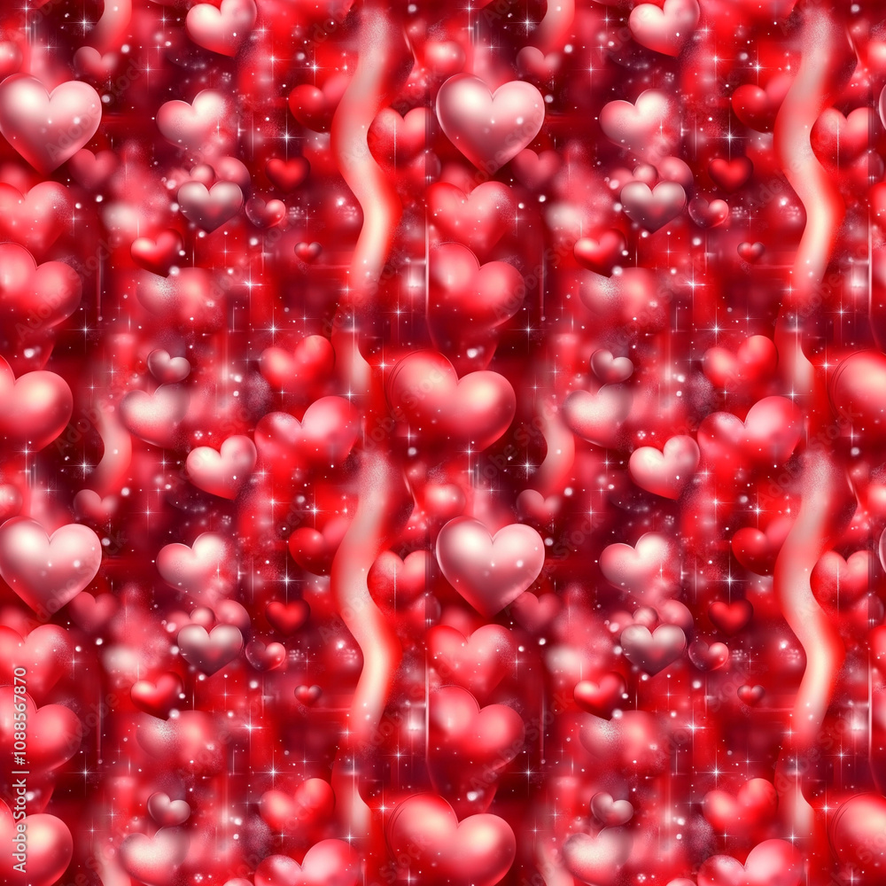 Sparkling red heart seamless pattern Sparkling red heart seamless pattern