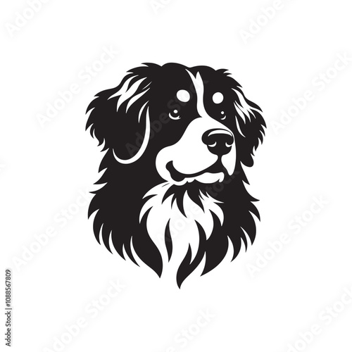 Bernese Mountain Dog Vector - Minimalist Bernese Mountain Dog Silhouette - Illustration of Bernese Mountain Dog.
