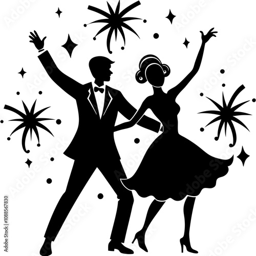 New years eve dancing vector art illustrator