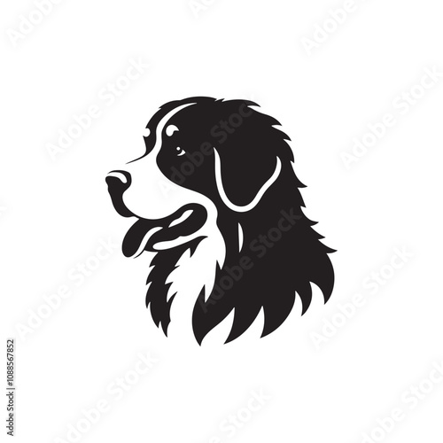 Bernese Mountain Dog Vector - Minimalist Bernese Mountain Dog Silhouette - Illustration of Bernese Mountain Dog.