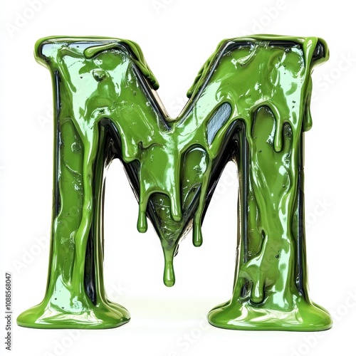 A green, dripping, slime-like letter 