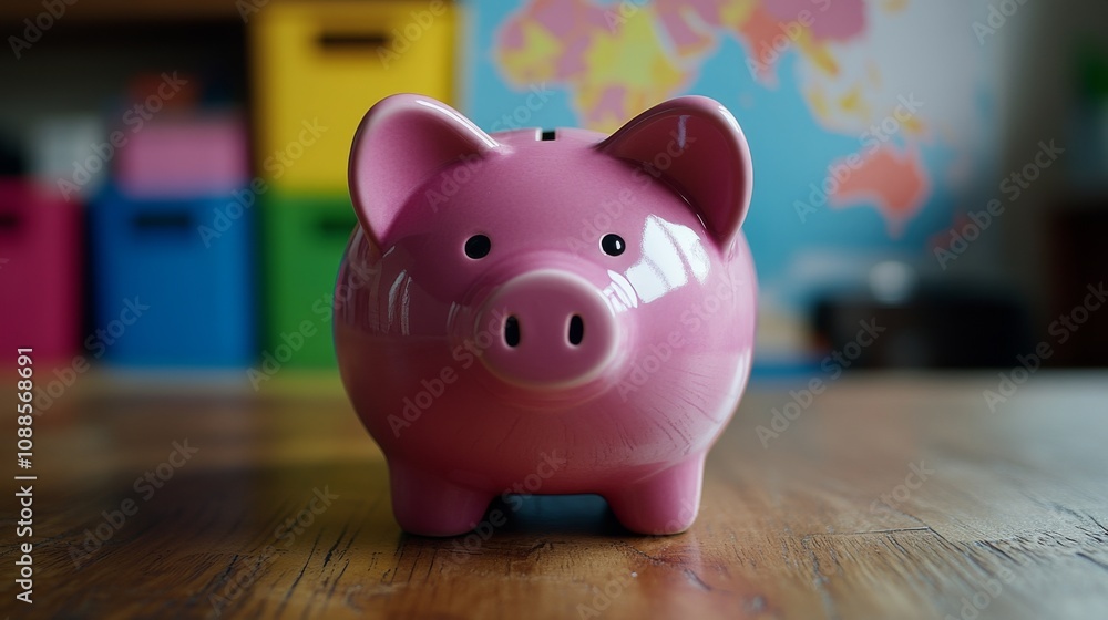 A pink piggy bank set against a blurred world map background. Cute pink piggy bank featuring a softly blurred world map backdrop for finances. A pink piggy bank set against a blurred world map background. Cute pink piggy bank featuring a softly blurred world map backdrop for finances.