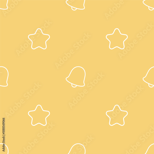 Merry Christmas and Happy New Year seamless pattern. star and bell. photo