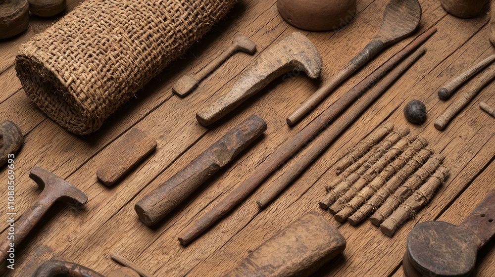 Ancient Mesopotamian Agricultural Tools - Innovative Farming Practices Illustration Ancient Mesopotamian Agricultural Tools - Innovative Farming Practices Illustration