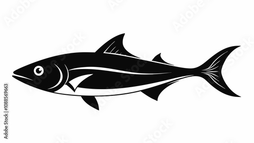 Milkfish fish vector silhouette black illustration on white background