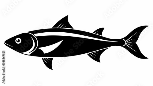 Milkfish fish vector silhouette black illustration on white background