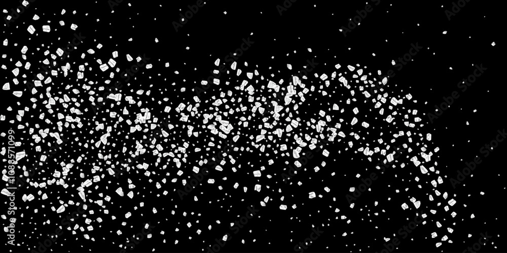 A scattering of crystals of sugar or salt. Realistic vector illustration isolated on black background. A scattering of crystals of sugar or salt. Realistic vector illustration isolated on black background.