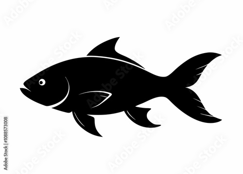 Carp fish vector silhouette black illustration on white background