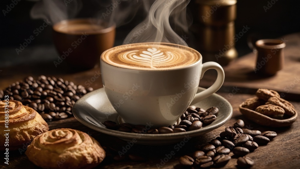 Cozy Coffee Moment: Latte Art and Treats Cozy Coffee Moment: Latte Art and Treats