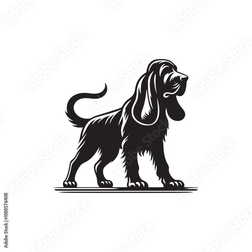 Silhouette Of Blood Hound - Minimalist Blood Hound Vector - illustration of Blood Hound.